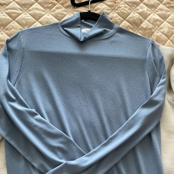 BLACK.B Ultrasoft Knit Mock Neck Long-Sleeve Top Light Sweater Blue - Picture 3 of 4